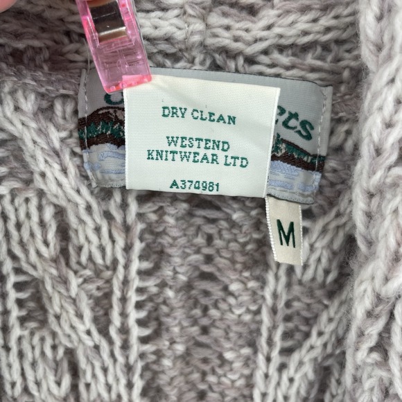 Aran Crafts Cardigan Sweater Women Ireland Merino Wool Neutral LONG Edge to Edge - Picture 4 of 16